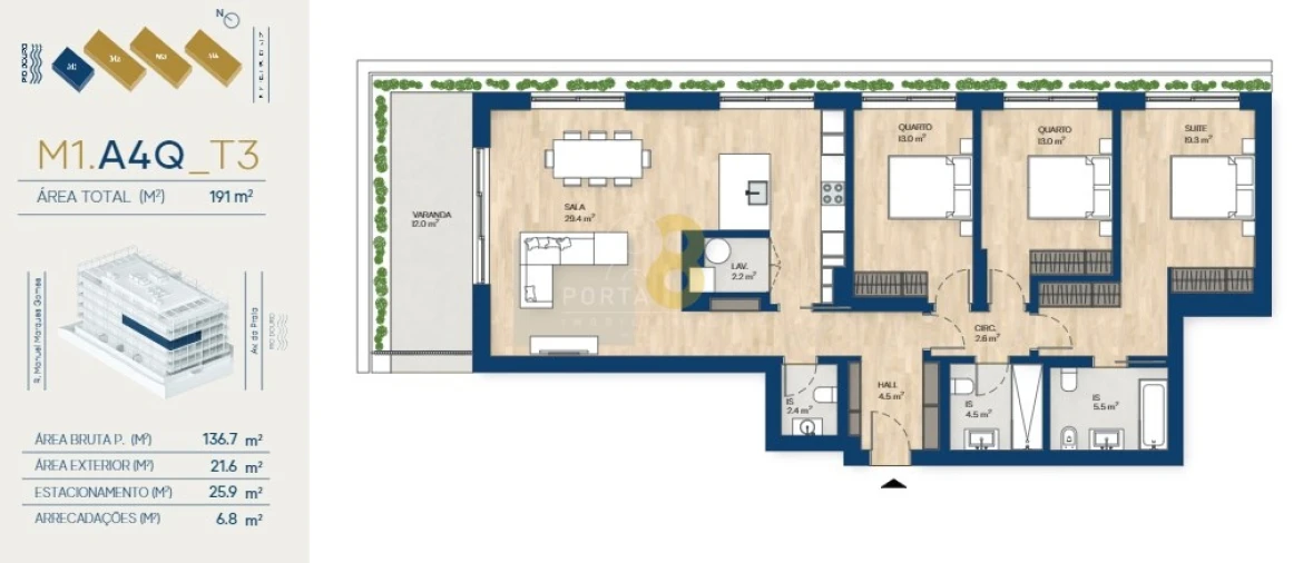 Apartamento T3 para Venda em Santa Marinha e São Pedro da Afurada Foto 23