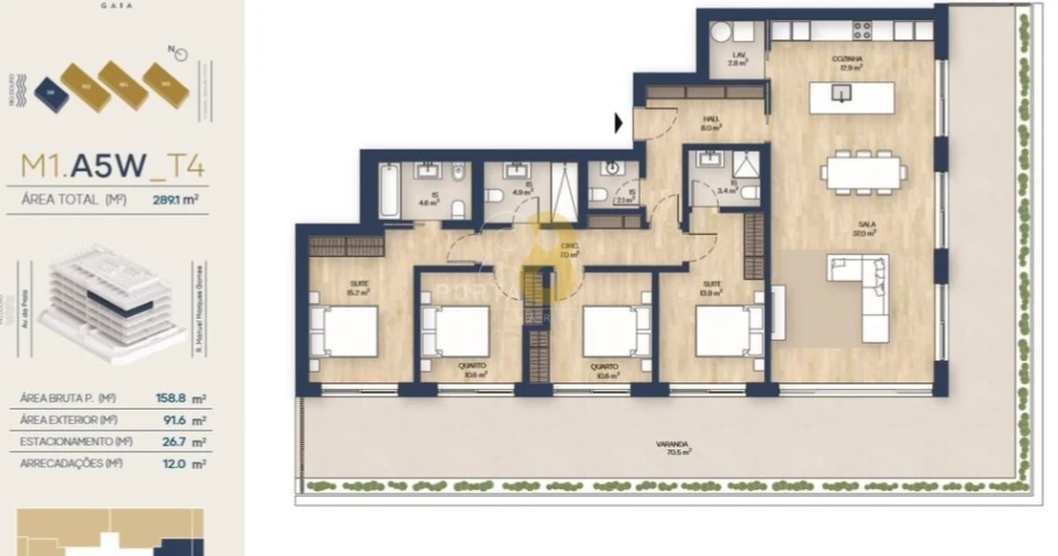 Apartamento T4 para Venda em Santa Marinha e São Pedro da Afurada Foto 23