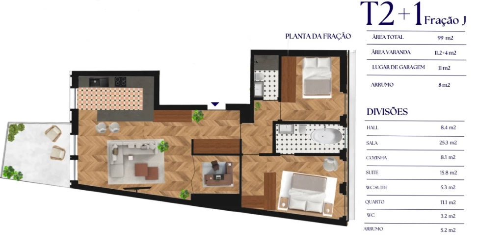 Apartamento T2 para Venda em Cedofeita, Santo Ildefonso, Sé, Miragaia, São Nicolau e Vitória Planta 1