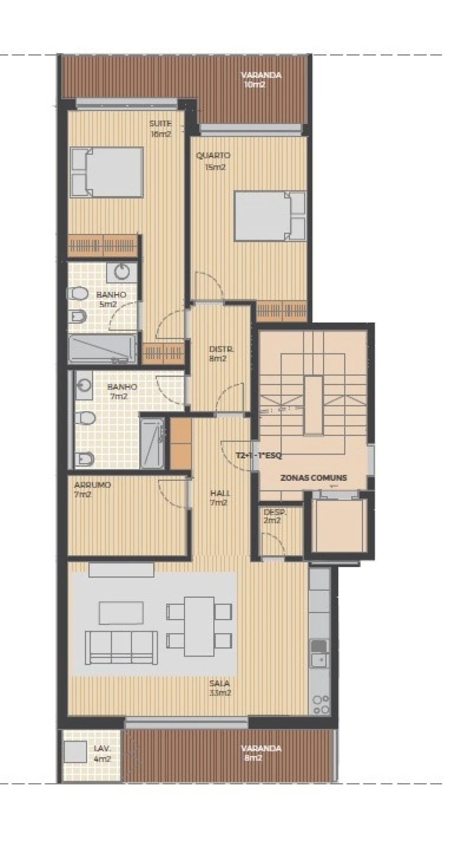 Apartamento T2 para Venda em Argoncilhe Planta 1
