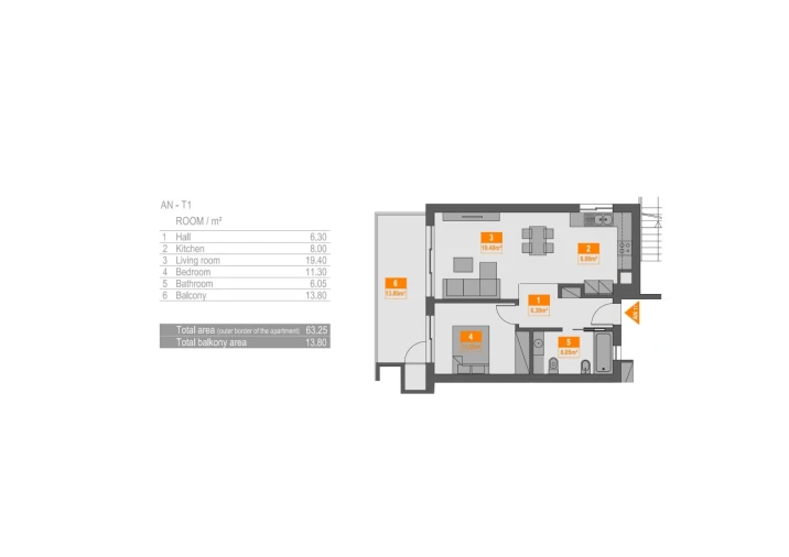 Apartamento T1 para Venda em Portimão Planta 1