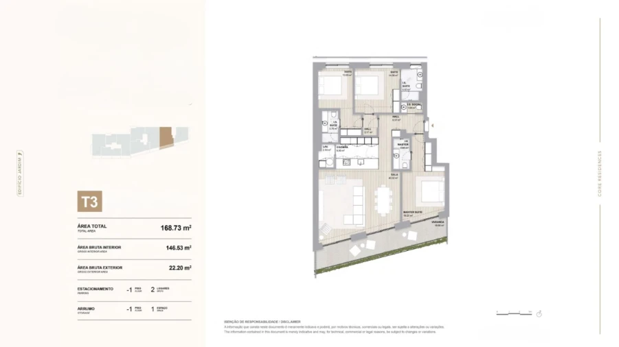 Apartamento T3 para Venda em Aldoar, Foz do Douro e Nevogilde Planta 1
