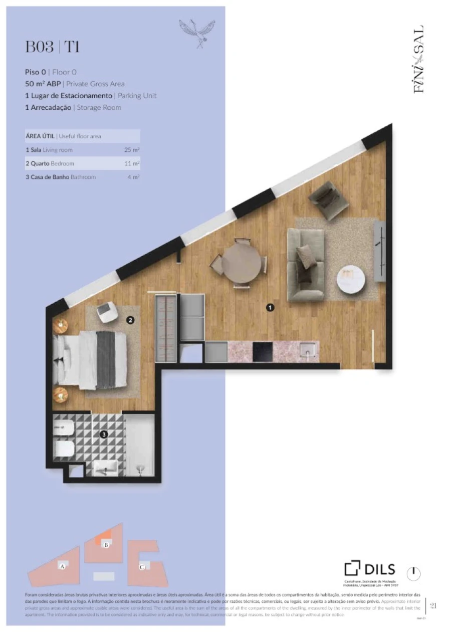 Apartamento T1 para Venda em Santa Maria do Castelo e Santiago e Santa Susana Planta 1