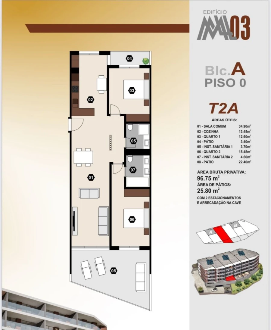 Apartamento T2 para Venda em Camara de Lobos Planta 1