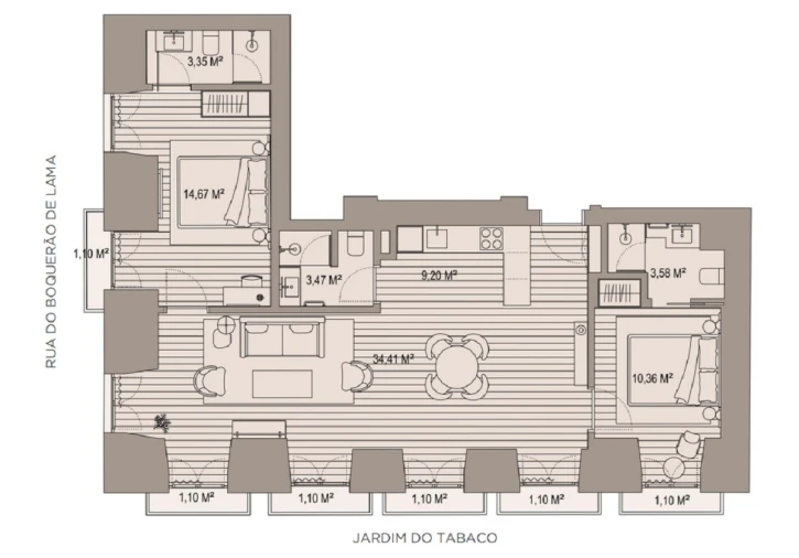 Apartamento T2 para Venda em Santa Maria Maior Planta 1