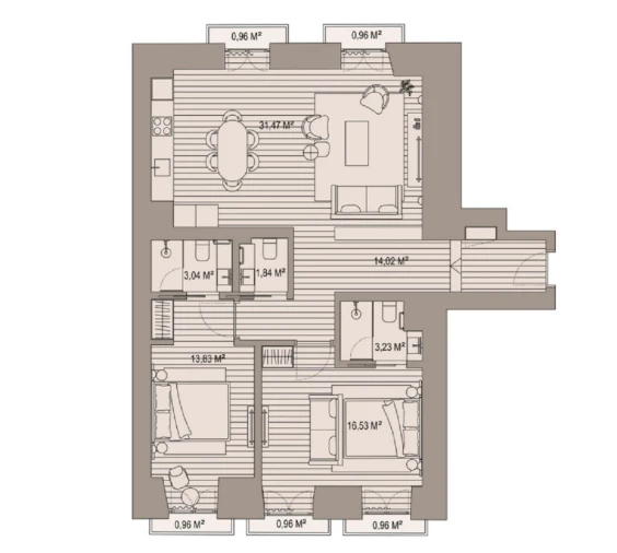 Apartamento T2 para Venda em Santa Maria Maior Planta 1