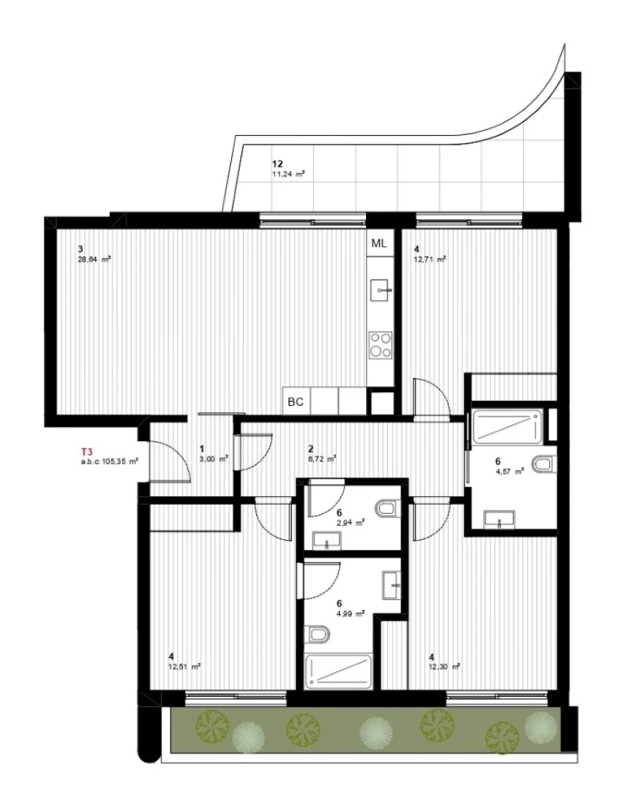 Apartamento T3 para Venda em Aver-O-Mar, Amorim e Terroso Planta 1