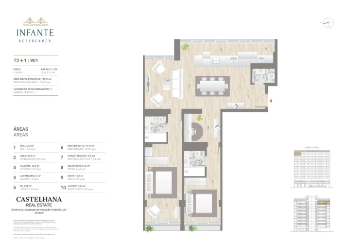 Apartamento T2 para Venda em Estrela Planta 1