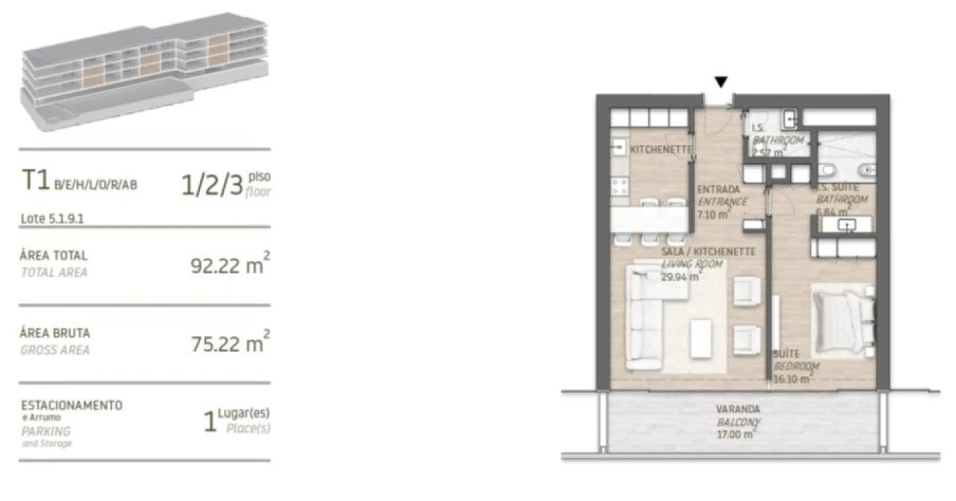 Apartamento T1 para Venda em Quarteira Foto 12