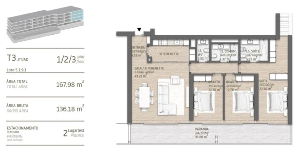 Apartamento T3 para Venda em Quarteira Foto 12