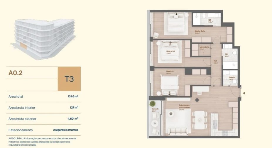 Apartamento T3 para Venda em Vila do Conde Planta 1