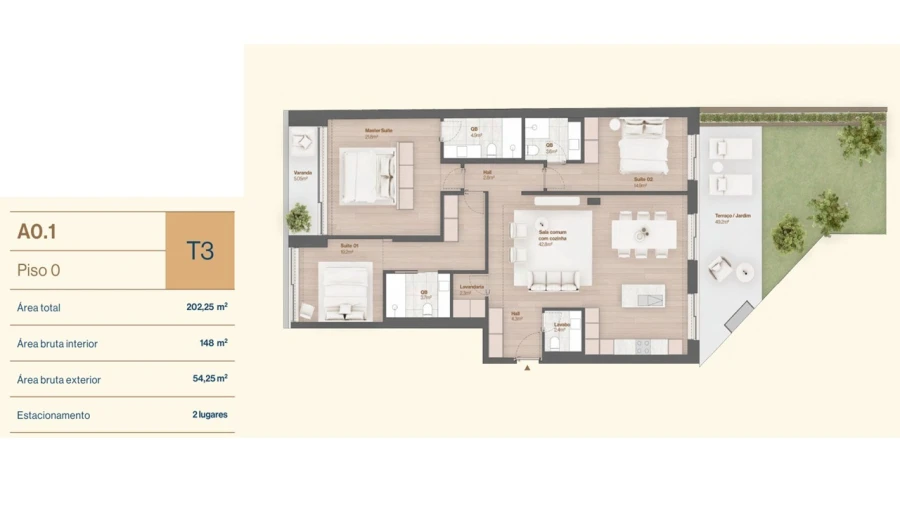 Apartamento T3 para Venda em Vila do Conde Planta 1