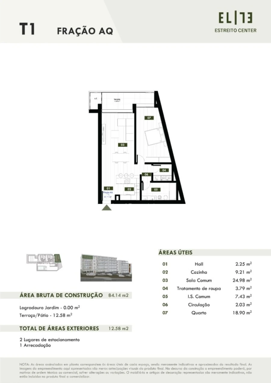 Apartamento T1 para Venda em Estreito de Camara de Lobos Planta 1