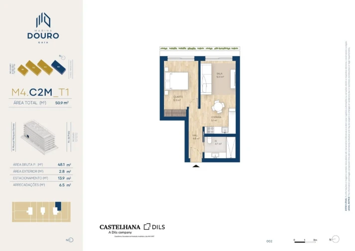 Apartamento T1 para Venda em Canidelo Planta 1