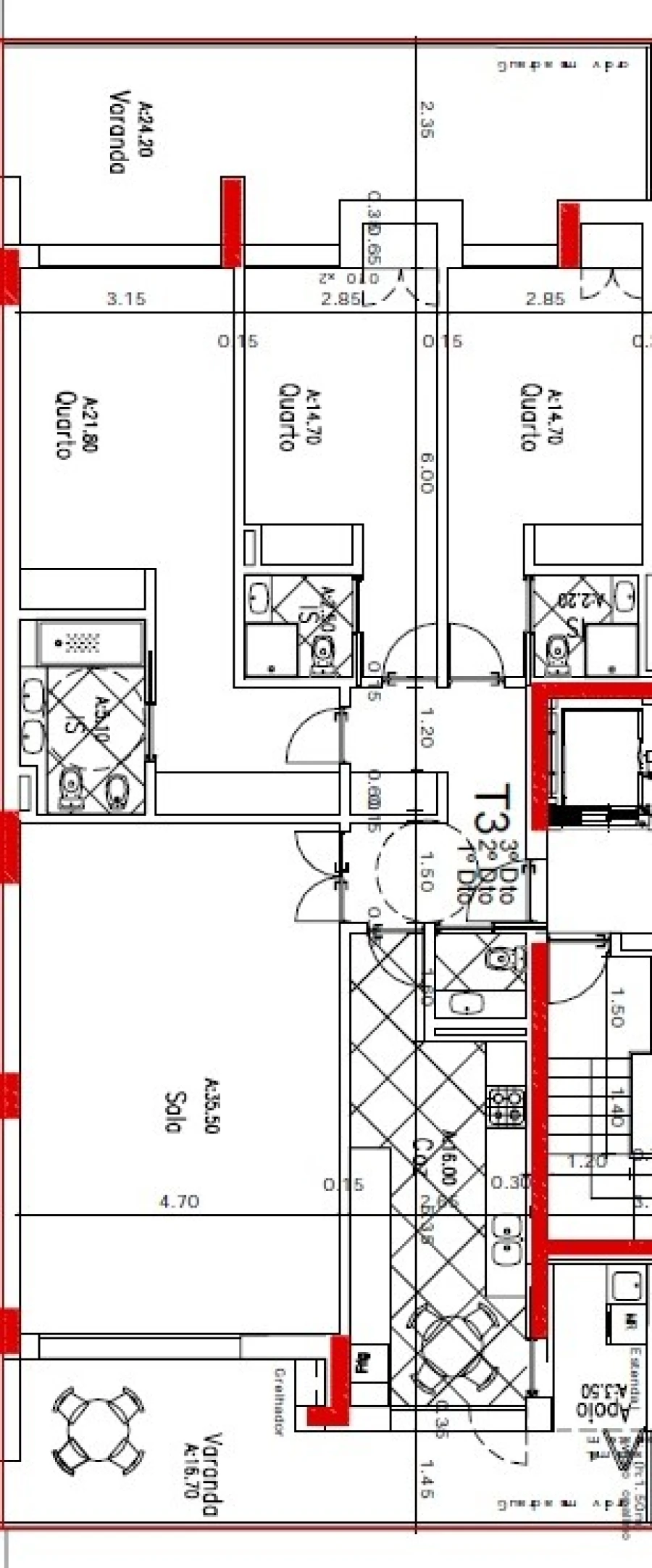 Apartamento T3 para Venda em Montijo e Afonsoeiro Planta 1