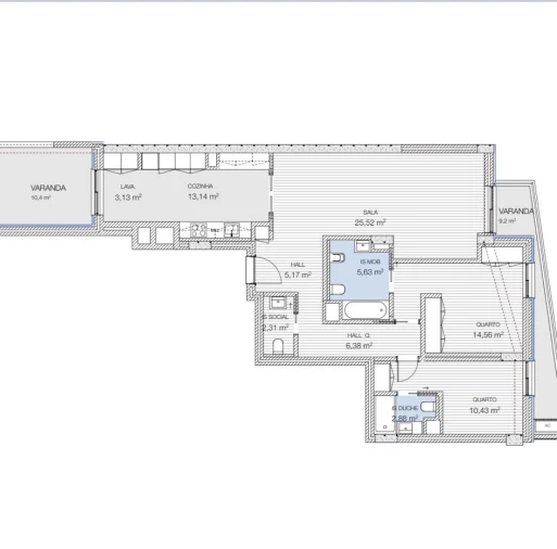 Apartamento T2 para Venda em Lumiar Planta 1