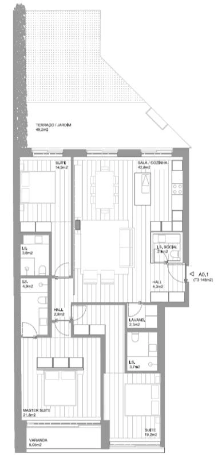 Apartamento T3 para Venda em Vila do Conde Planta 1