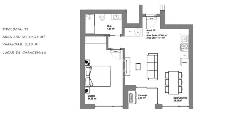 Apartamento T1 para Venda em Requeixo, Nossa Senhora de Fátima e Nariz