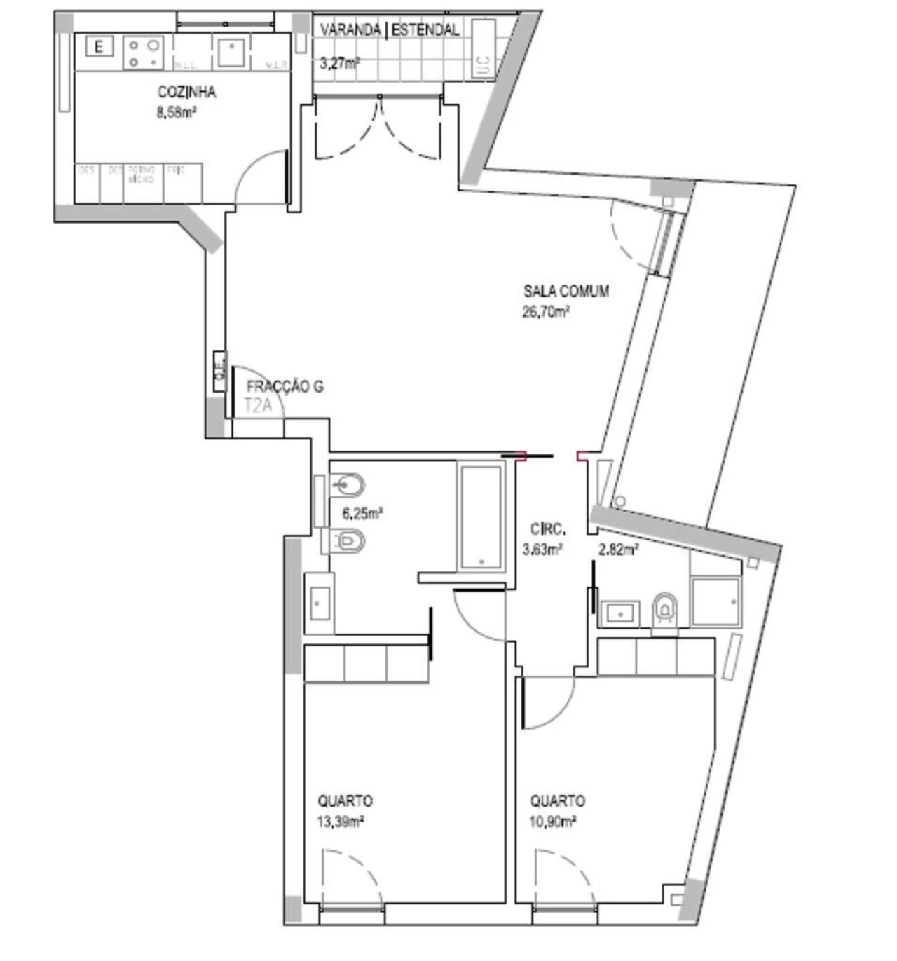 Apartamento T2 para Arrendamento em Santo António Foto 23
