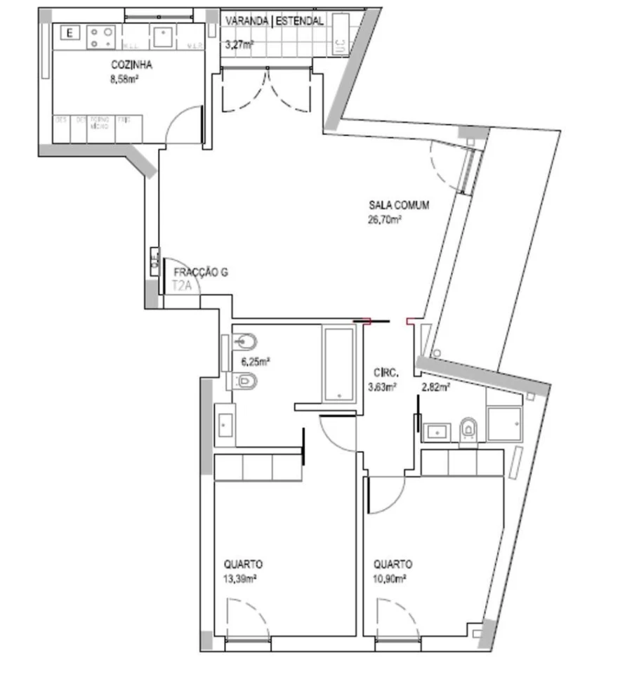Apartamento T2 para Arrendamento em Santo António Foto 23