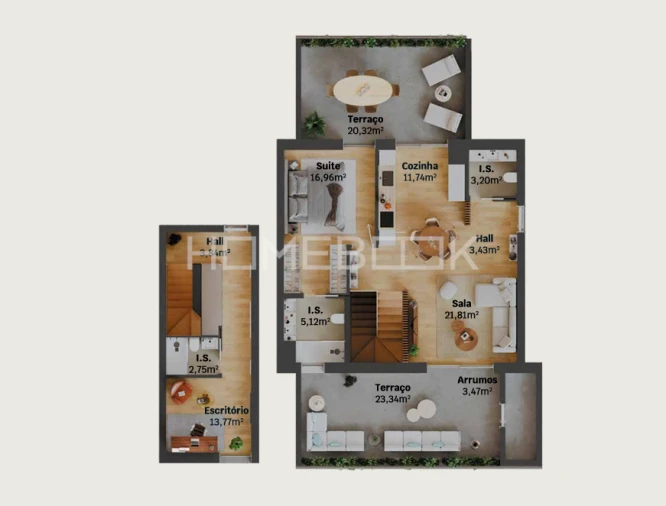 Apartamento T2 para Venda em Glória e Vera Cruz Planta 1