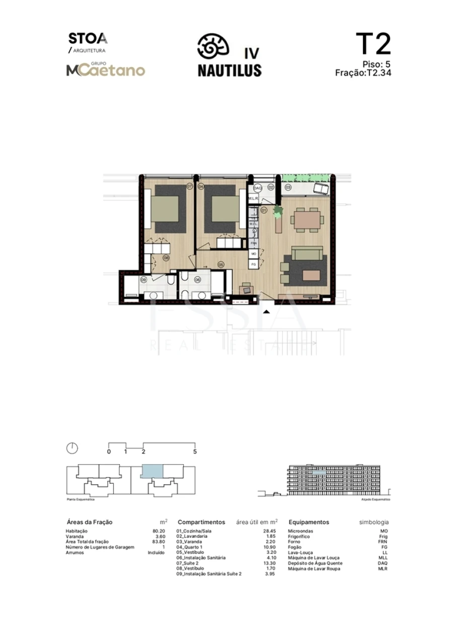 Apartamento T2 para Venda em Matosinhos e Leça da Palmeira Planta 1