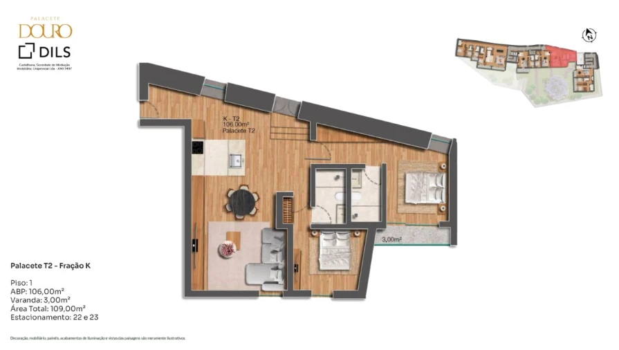 Apartamento T2 para Venda em Lordelo do Ouro e Massarelos Planta 1