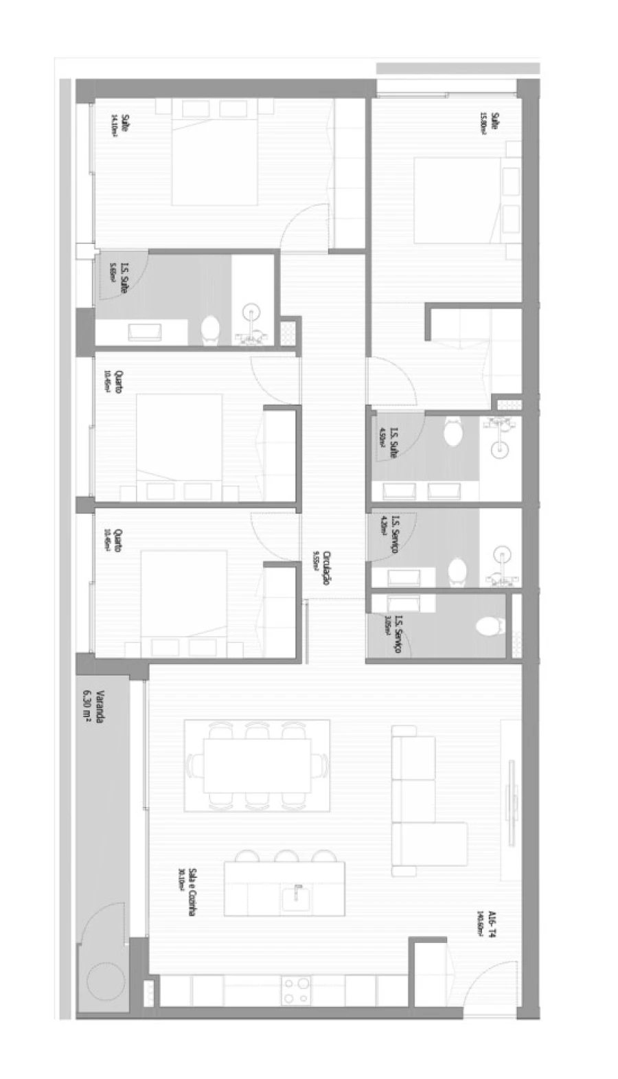 Apartamento T4 para Venda em Fânzeres e São Pedro da Cova Planta 1