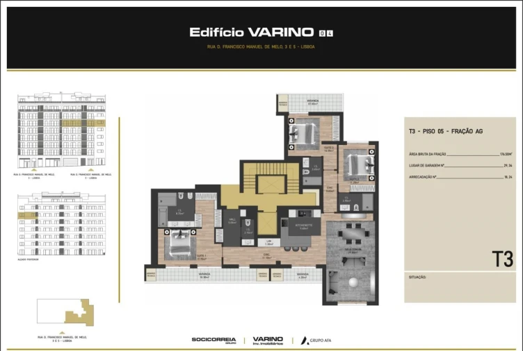 Apartamento T3 para Venda em Avenidas Novas Planta 1