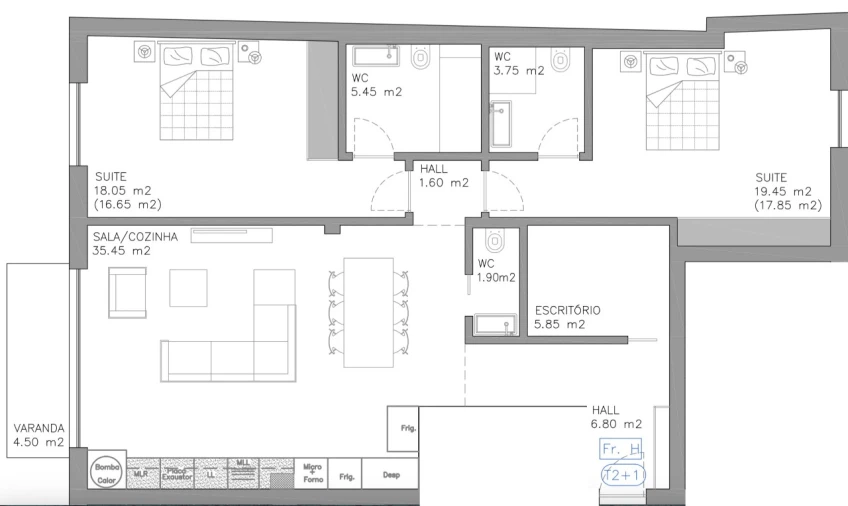 Apartamento T2 para Venda em Esgueira Planta 1