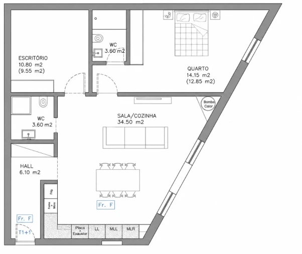 Apartamento T1 para Venda em Esgueira Planta 1