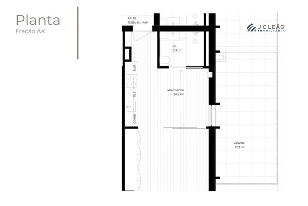Apartamento T1 para Venda em São Mamede de Infesta e Senhora da Hora Planta 2