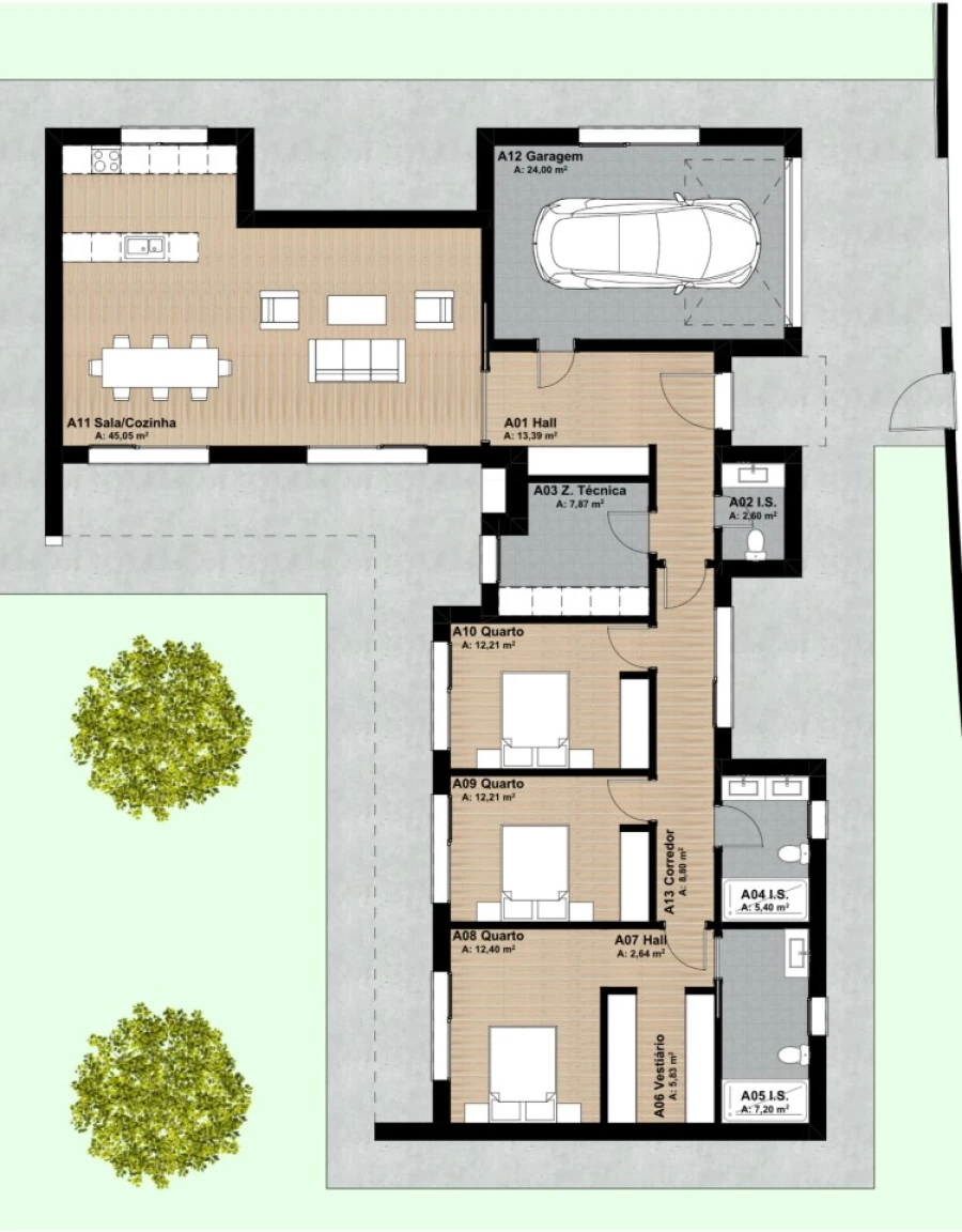 Moradia T3 para Venda em Lordosa Planta 1