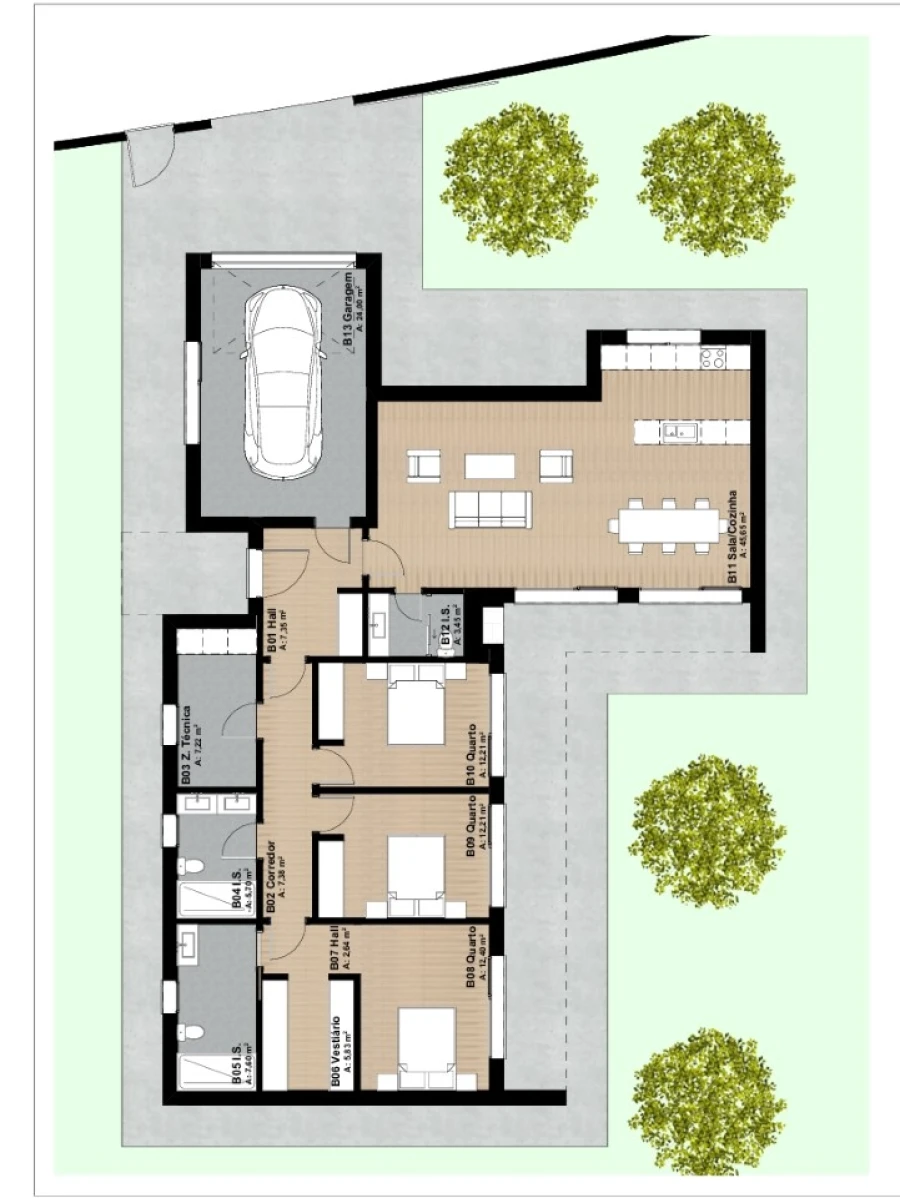 Moradia T3 para Venda em Lordosa Planta 1