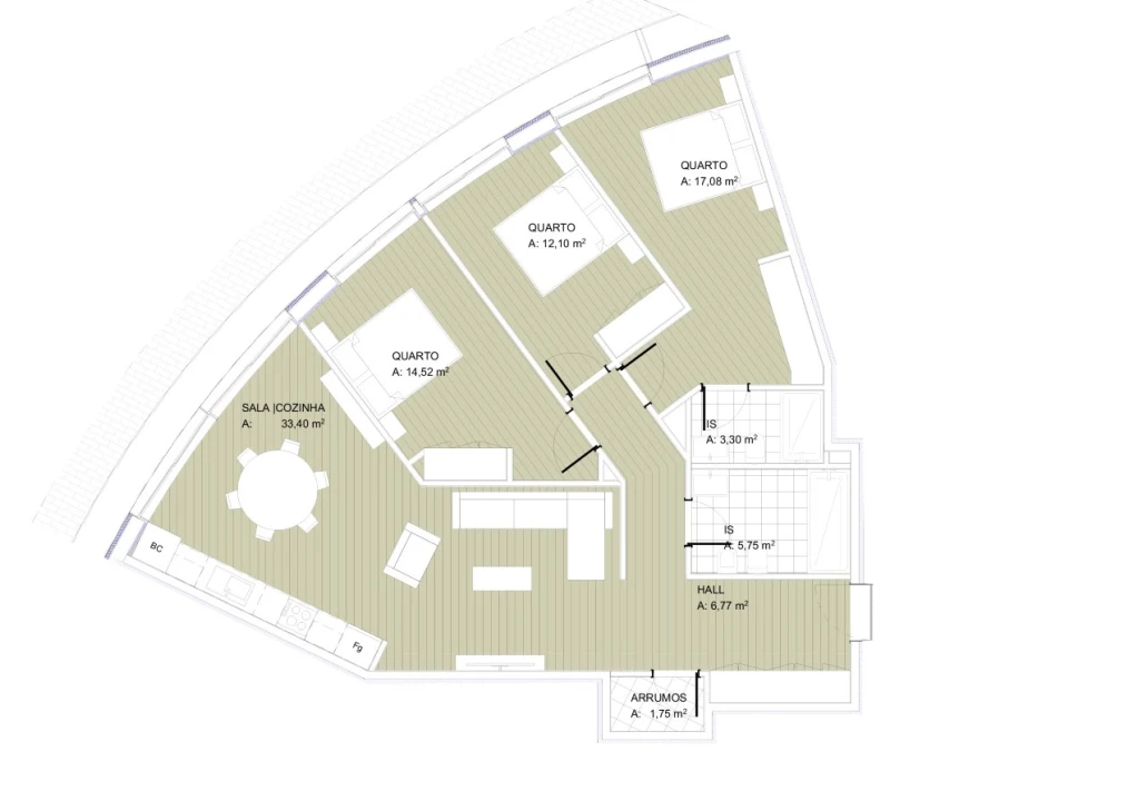 Apartamento T3 para Venda em Santa Maria Maior e Monserrate e Meadela Planta 2