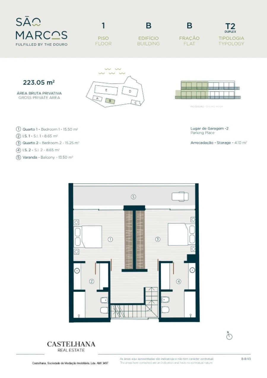 Apartamento T2 para Venda em Santa Marinha e São Pedro da Afurada Planta 2