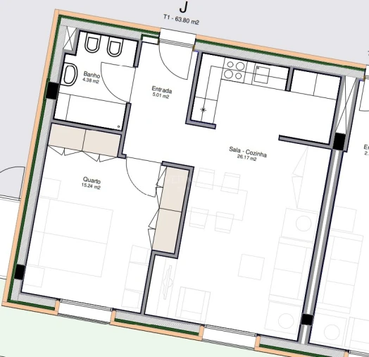 Apartamento T1 para Venda em Azurem Foto 27
