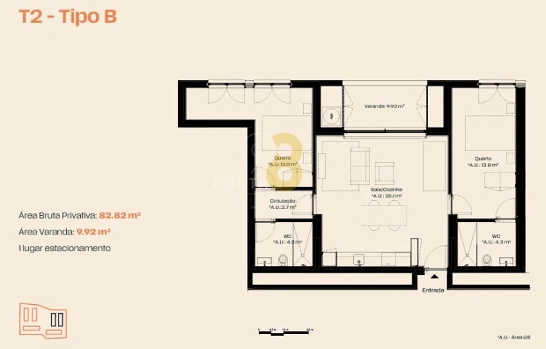 Apartamento T2 para Venda em Moreira Foto 6