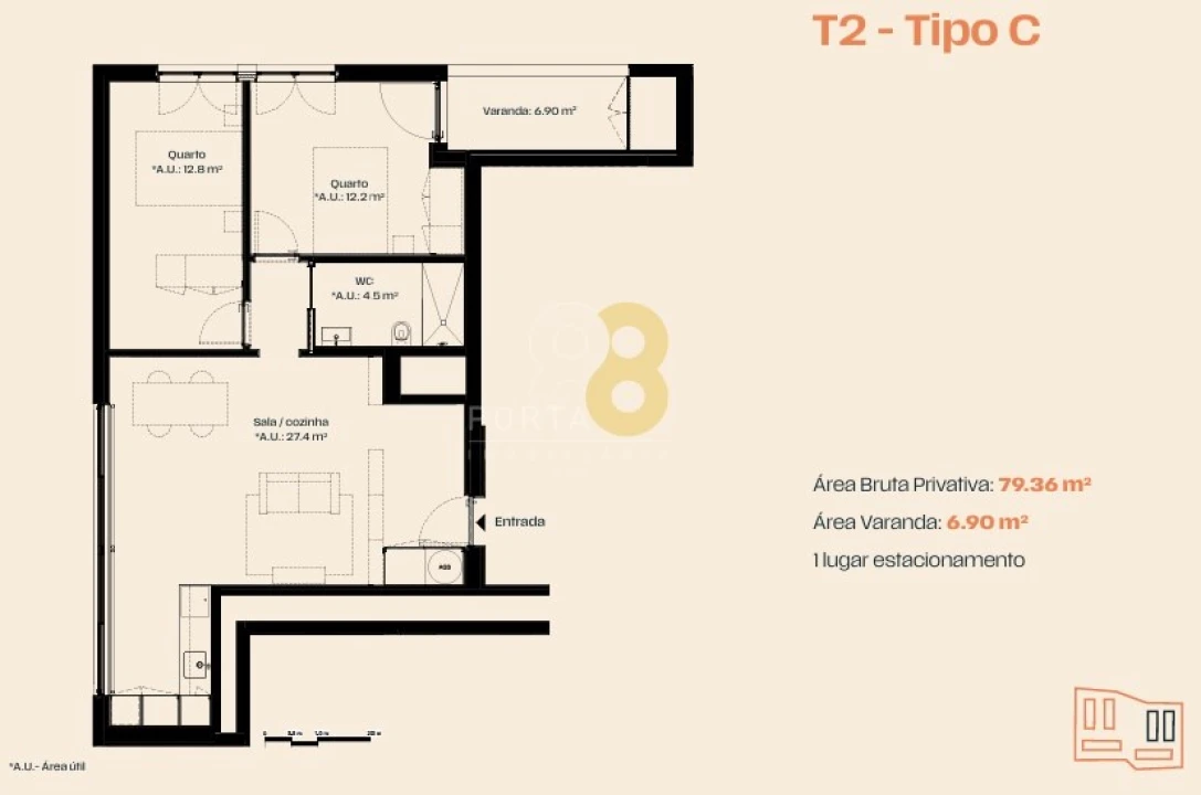 Apartamento T2 para Venda em Moreira Foto 8