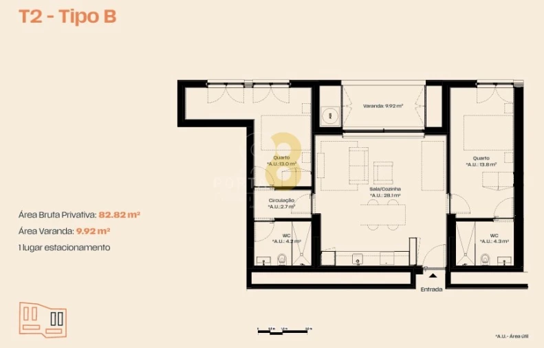 Apartamento T2 para Venda em Moreira Foto 7