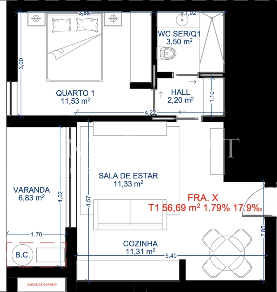 Apartamento T1 para Venda em Brufe Foto 15