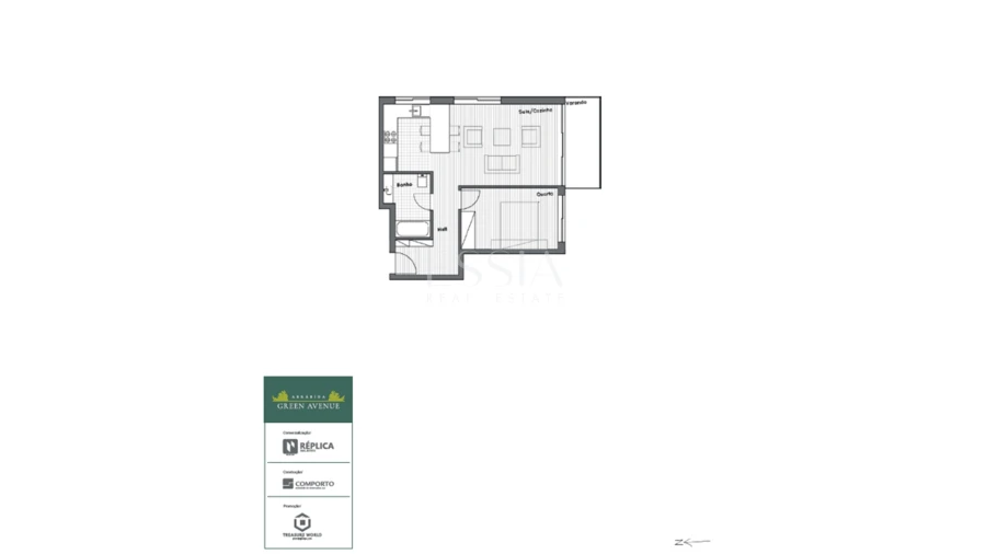 Apartamento T1 para Venda em Canidelo Planta 1