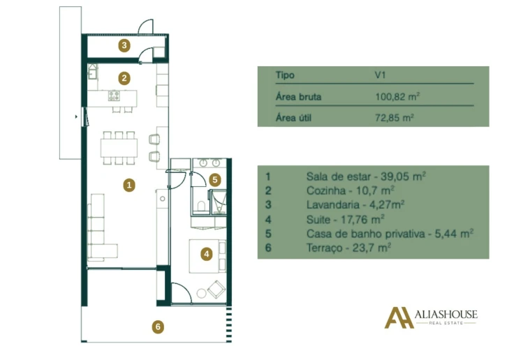Moradia T1 para Venda em Vau Planta 1