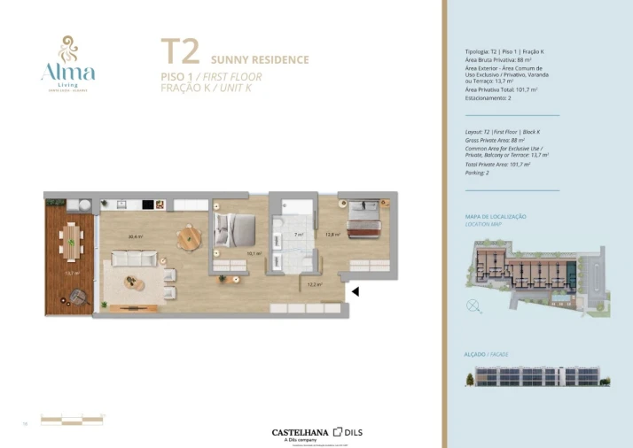 Apartamento T2 para Venda em Santa Luzia Planta 1