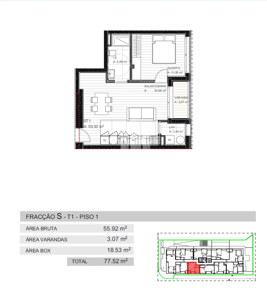 Apartamento T1 para Venda em Grijo Foto 3
