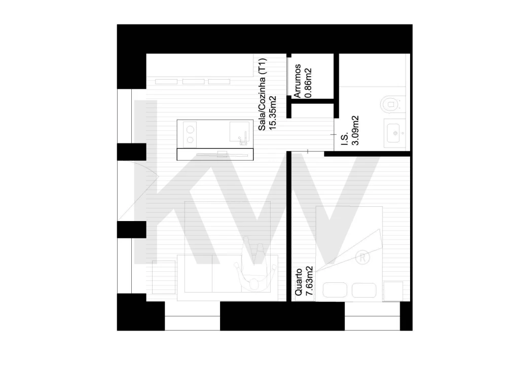 Apartamento T1 para Venda em Caparica e Trafaria Foto 32