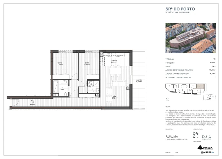 Apartamento T2 para Venda em Ramalde Planta 1
