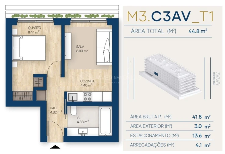 Apartamento T1 para Venda em Canidelo Foto 44