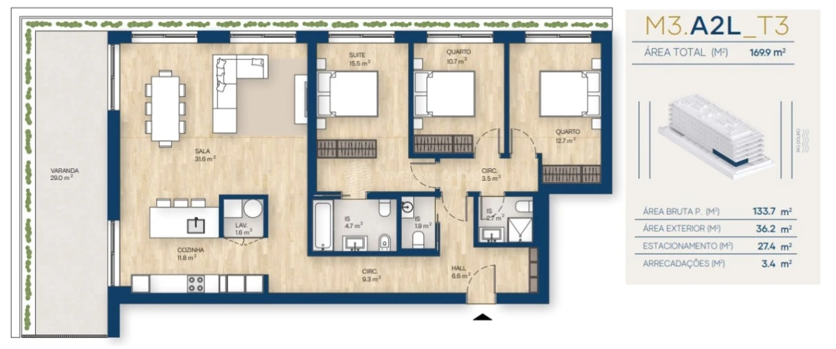 Apartamento T3 para Venda em Canidelo Foto 47