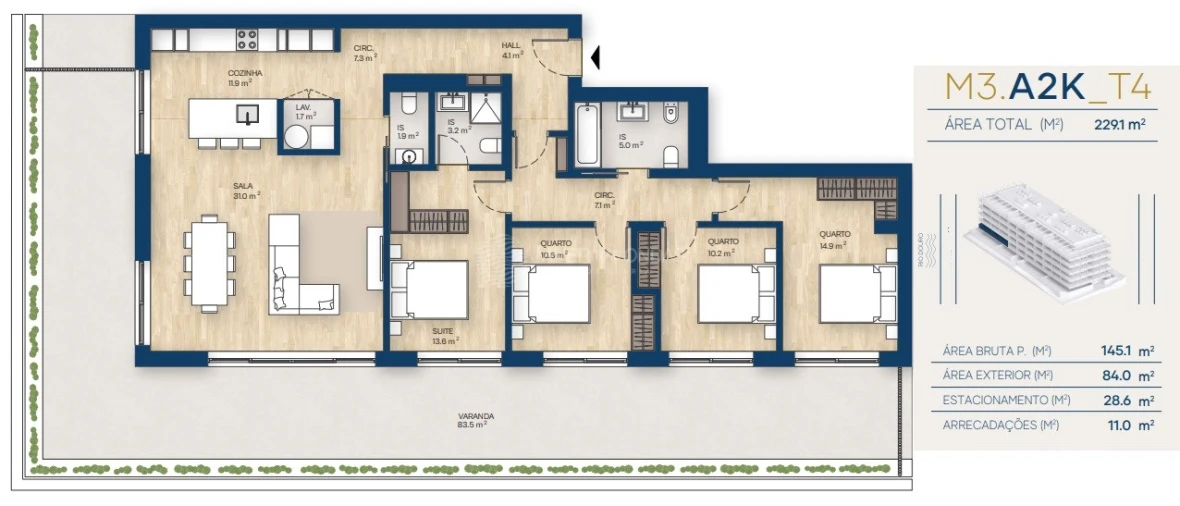 Apartamento T4 para Venda em Canidelo Foto 49